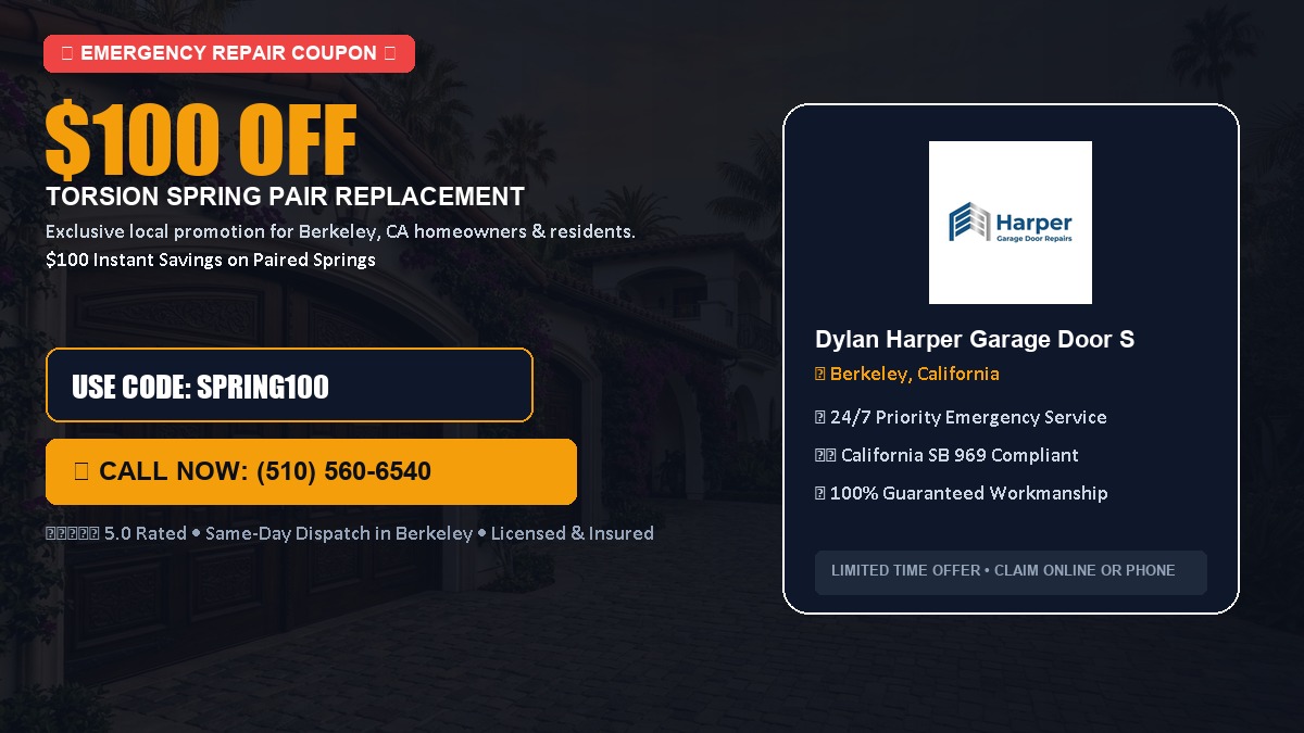 $100 OFF Heavy-Duty Torsion Spring Pair Replacement in Berkeley, CA