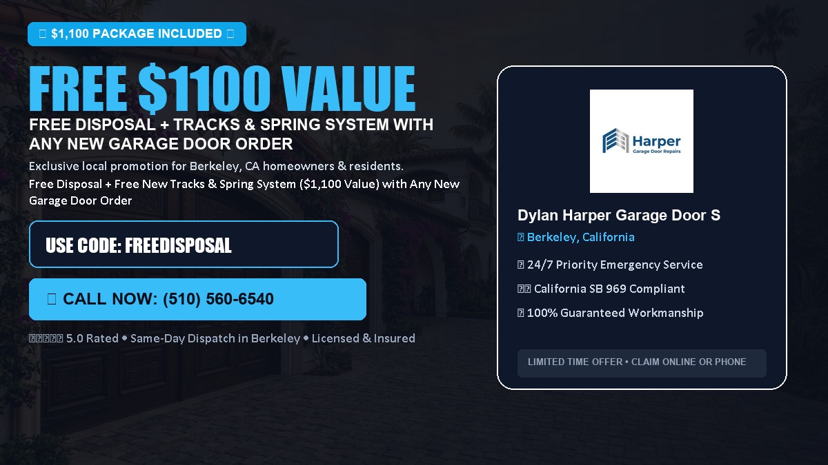 Free Disposal + Free New Tracks & Spring System with Any New Garage Door Order ($1100 Value) in Berkeley, CA